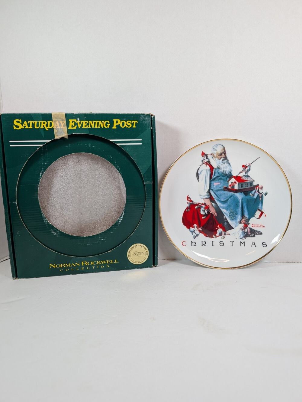 Norman Rockwell Collection Christmas Plate Saturday Evening Post Santa’s Helpers